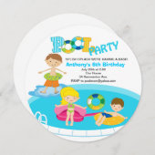 ボーイズプールパーティー誕生日招待状 招待状 (正面/裏面)