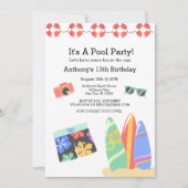 ボーイズプ10代のールパーティー誕生日招待状 招待状 (正面)