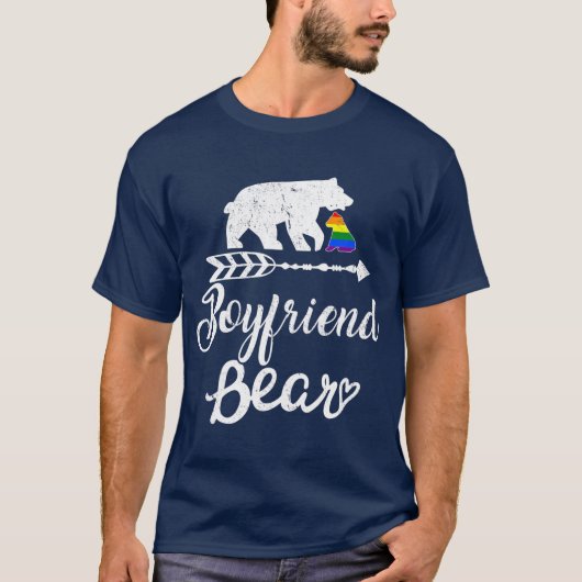 ボーイズベアLGBクリスマスレインボープライドゲイ Tシャツ (正面)