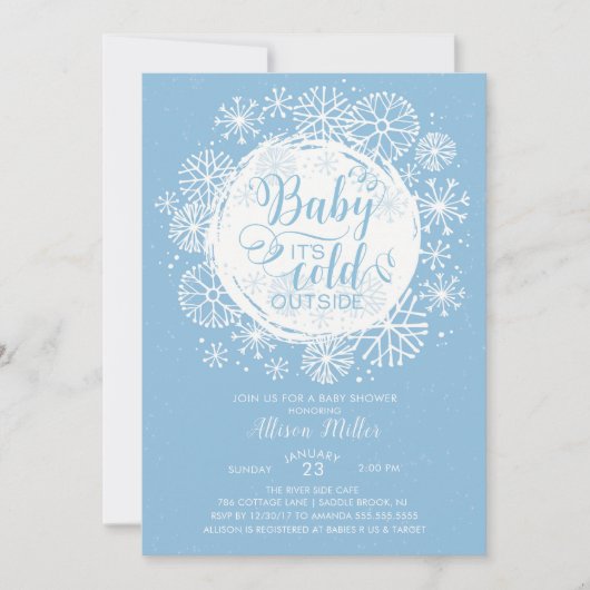 ボーイズベビーそれが寒い外招待状 招待状 (正面)