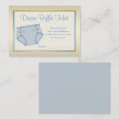 ボーイズベビーブルー金ゴールドおむつラッフルチケット エンクロージャーカード (正面/裏面)