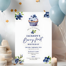 ボーイズベリーファースト誕生日ウォーターカラーブルーベリー