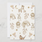 ボーイズベージュぬいぐるみ動物ベビーシャワー招待状 招待状 (裏面)