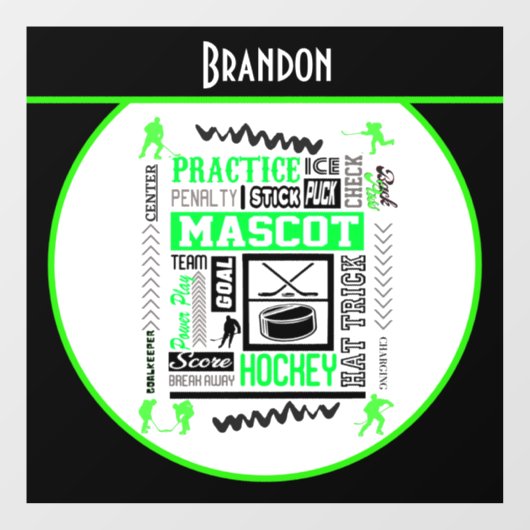 ボーイズホッケー用語ネオンパーソナライズされたグリーン ウィンドウサイン (シート)