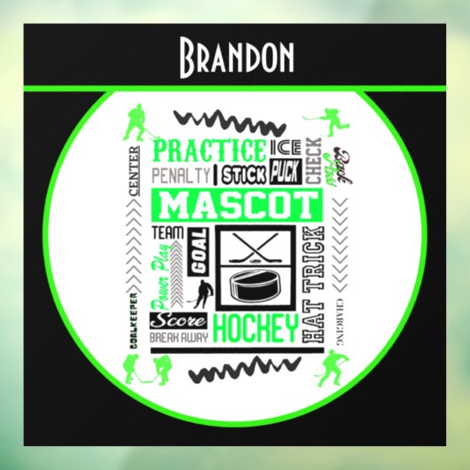 ボーイズホッケー用語ネオンパーソナライズされたグリーン ウィンドウサイン (シート3)