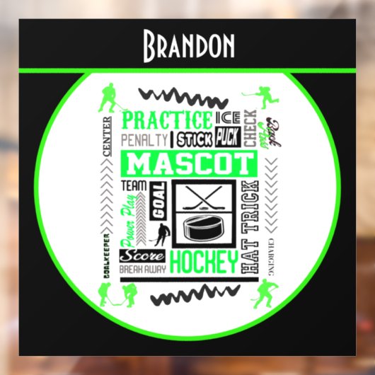 ボーイズホッケー用語ネオンパーソナライズされたグリーン ウィンドウサイン (シート2)