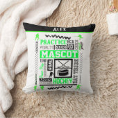 ボーイズホッケー用語ネオンパーソナライズされたグリーン クッション (ブランケット)