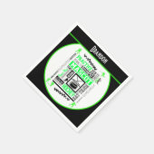 ボーイズホッケー用語ネオンパーソナライズされたグリーン スタンダードカクテルナプキン (角)