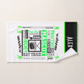 ボーイズホッケー用語ネオンパーソナライズされたグリーン ハンドタオル (ハンドタオル)