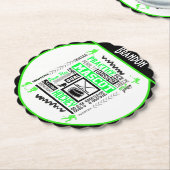 ボーイズホッケー用語ネオンパーソナライズされたグリーン ペーパーコースター (アングル)