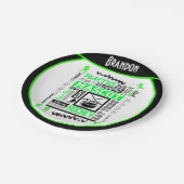 ボーイズホッケー用語ネオンパーソナライズされたグリーン ペーパープレート (アングル)