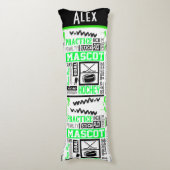 ボーイズホッケー用語ネオンパーソナライズされたグリーン ボディピロー (正面縦)