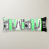 ボーイズホッケー用語ネオンパーソナライズされたグリーン ボディピロー (正面)