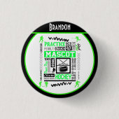 ボーイズホッケー用語ネオンパーソナライズされたグリーン 缶バッジ (正面)