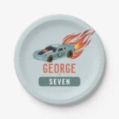 ボーイズホットブルーレーシングカー子供の誕生日 ペーパープレート (正面)