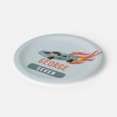 ボーイズホットブルーレーシングカー子供の誕生日 ペーパープレート (アングル)