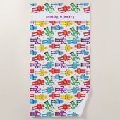 ボーイズホワイトSFロボットとエイリアンプリント ビーチタオル (正面)