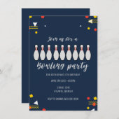 ボーイズボーリングのテーマ子供の誕生日パーティーへの招待 招待状 (正面/裏面)