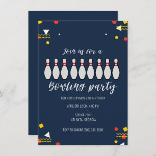 ボーイズボーリングのテーマ子供の誕生日パーティーへの招待 招待状