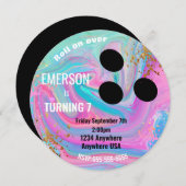 ボーイズボーリングボール、ボーリング、グローバースデーパーティー 招待状 (正面/裏面)