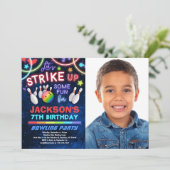 ボーイズボーリング誕生日パーティフォト招待状 招待状 (スタンド正面)