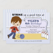 ボーイズボーリング路地バースデーパーティーの招待 招待状 (正面/裏面)