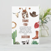 ボーイズマイファーストRodeoカウボーイ誕生日サンキューカード 招待状 (スタンド正面)