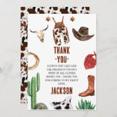 ボーイズマイファーストRodeoカウボーイ誕生日サンキューカード 招待状 (正面/裏面)