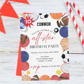 ボーイズモダンおもしろいスポーツ子供の誕生日招待状 招待状