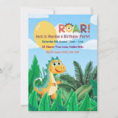 ボーイズモダンキュート恐竜子供の誕生日招待状 招待状 (正面)