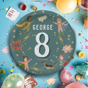 ボーイズモダンスクール・スーパーヒーロー子供の誕生日 ペーパープレート