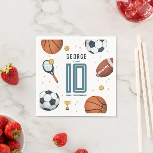 ボーイズモダンスポーツ子供の誕生日 スタンダードカクテルナプキン (インサイチュ)