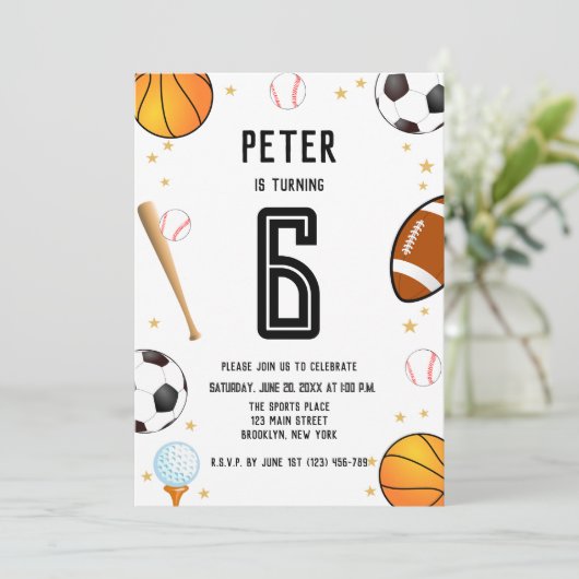 ボーイズモダンスポーツ子供の誕生日 招待状 (スタンド正面)