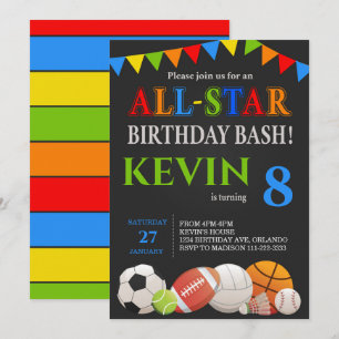 ボーイズモダンスポーツ誕生日招待状 招待状