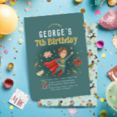 ボーイズモダンスーパーヒーロー漫画ブック子供の誕生日 招待状