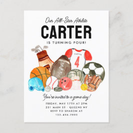 ボーイズモダンズスポーツボールオールスター子供の誕生日 ポストカード