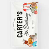 ボーイズモダンズスポーツボールオールスター子供の誕生日 横断幕 (縦)