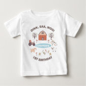 ボーイズモダンファームファースト誕生日 ベビーTシャツ (正面)