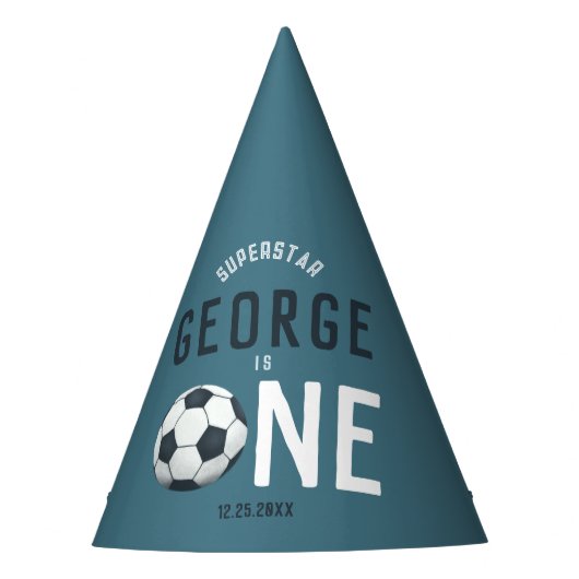 ボーイズモダンブルースポーツキッズ1st誕生日 パーティーハット (正面)