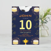 ボーイズモダンブルースポーツ子供の誕生日招待状 招待状 (スタンド正面)