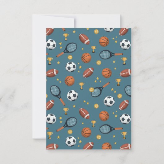 ボーイズモダンブルースポーツ子供の誕生日 サンキューカード (裏面)