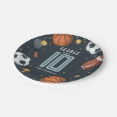 ボーイズモダンブルースポーツ子供の誕生日 ペーパープレート (アングル)