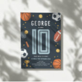 ボーイズモダンブルースポーツ子供の誕生日 招待状