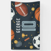 ボーイズモダンブルースポーツ子供の誕生日 横断幕 (縦)