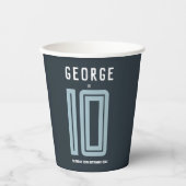 ボーイズモダンブルースポーツ子供の誕生日 紙コップ (正面)