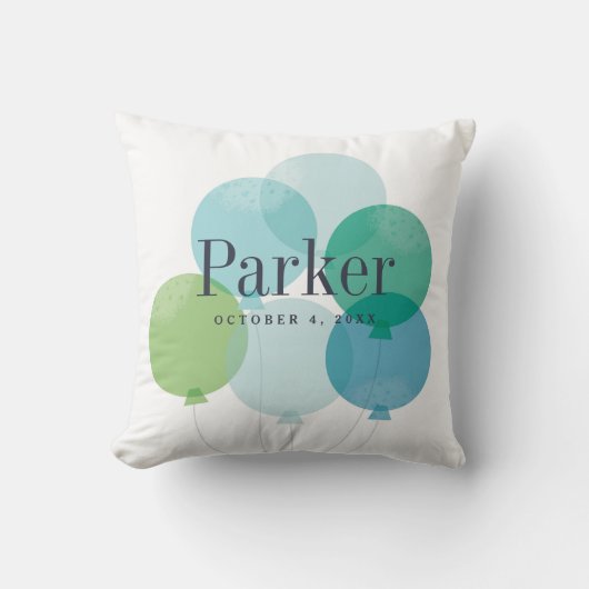 ボーイズモダンブルーバルーンバンクレインボーキッズ クッション (正面)