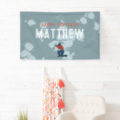 ボーイズモダンブルーペイントボールパーティー子供の誕生日 横断幕 (インサイチュ)