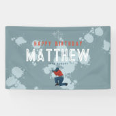 ボーイズモダンブルーペイントボールパーティー子供の誕生日 横断幕 (横)