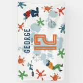 ボーイズモダンペイントボールパーティースポーツ子供の誕生日 横断幕 (縦)