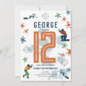 ボーイズモダンペイントボール(ばちゃばちゃ)跳ねるパーティー子供の誕生日 招待状 (正面)